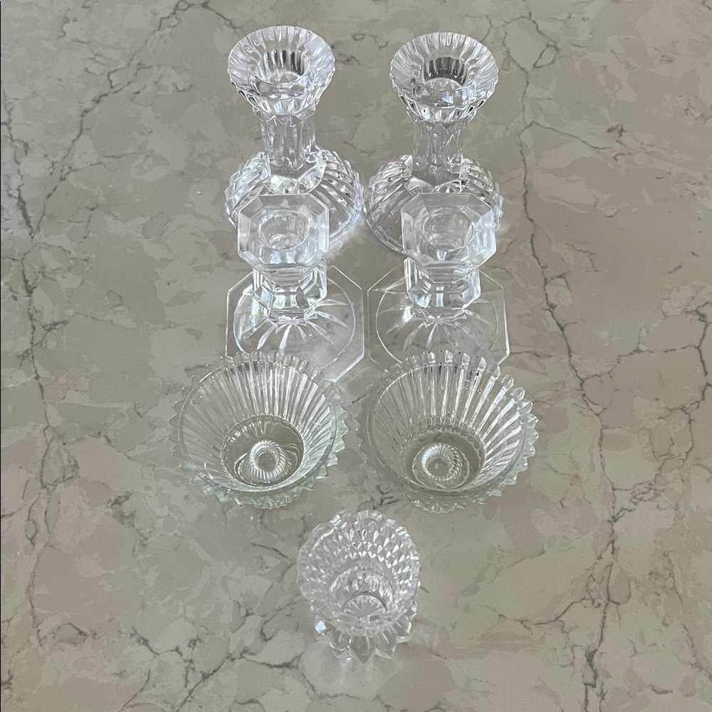 Elegant Crystal Glass Candle Holder Sets